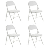 HAOYYE 4pcs Elegant Foldable Iron and PVC Chairs for Convention Exhibition Conference Wedding Party Indoor Outdoor Use White Portable Stackable Design